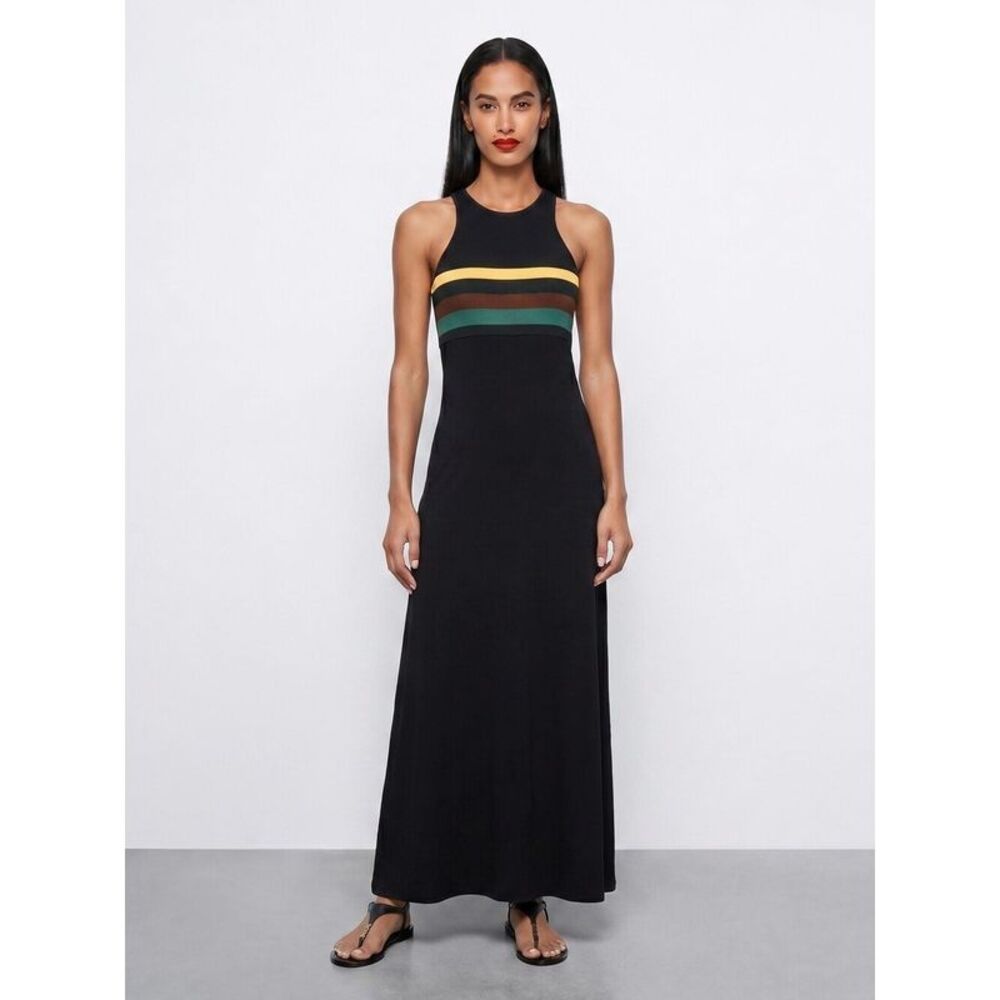 Saint Laurent Women Striped Jersey Crepe Tank Dress